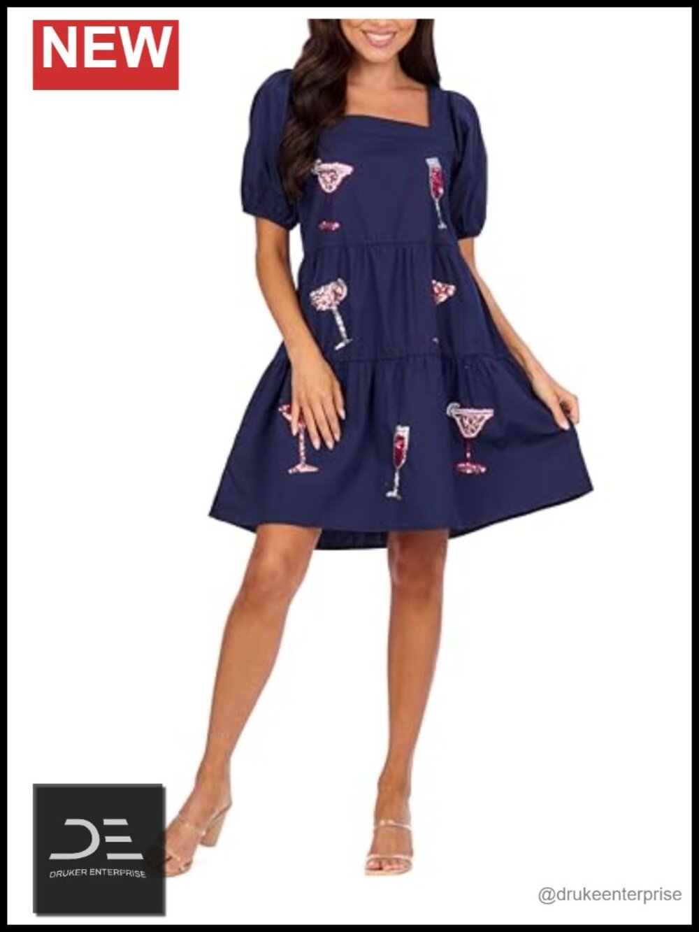 Cotton Poplin Sequin A-Line Dress